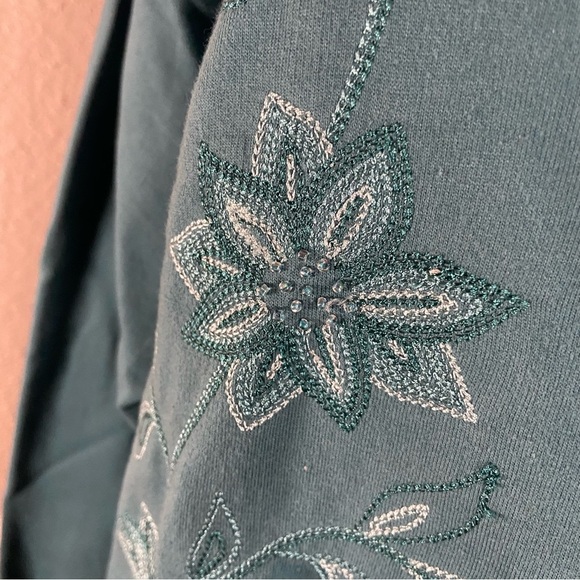 Alfred Dunner Embroidered Beaded Button Up Cardigan Size Large Teal - Picture 6 of 9